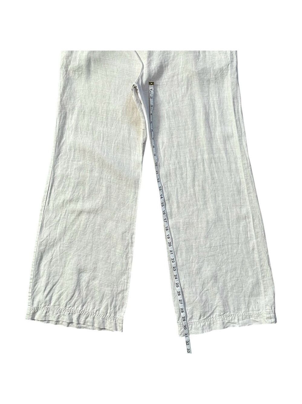 ecoSkin 100% Linen High Rise Wide Leg Pants Natural Beige Size Large - Picture 6 of 9